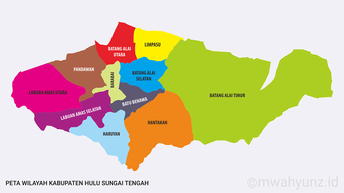 Peta Wilayah Kab. Hulu Sungai Tengah (HST) Prov. Kalsel ©mwahyunz.id