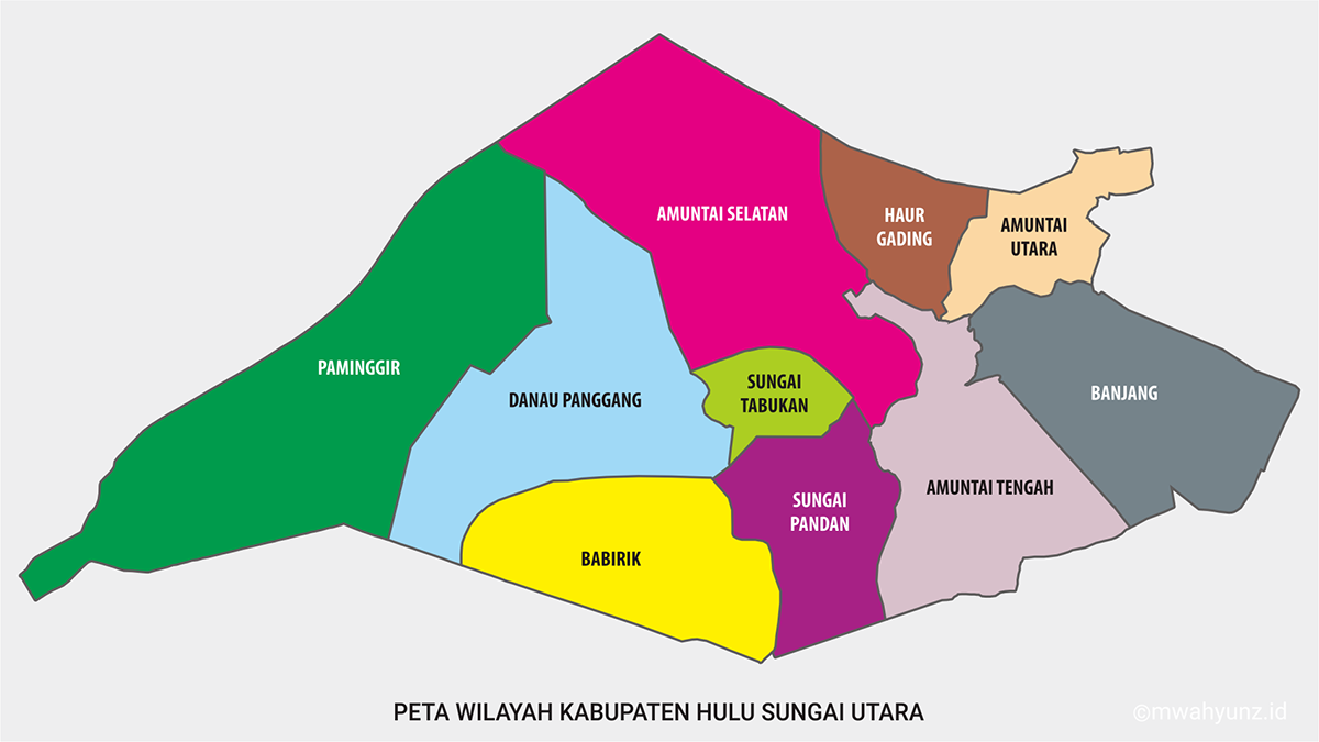 Peta Wilayah Kab. Hulu Sungai Utara (HSU) Format Vektor