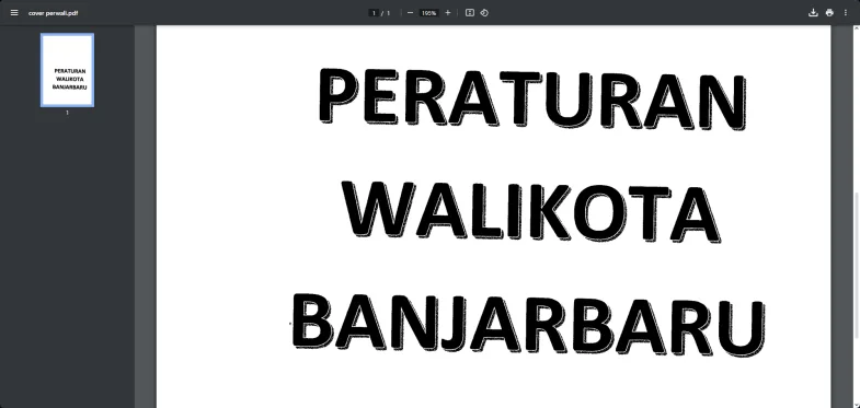 Tampilan unduhan Perwali Banjarbaru Nomor 15 Tahun 2025.